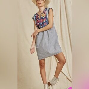 Embroidered Boho Floral Embroidered Dress| Andree by Unit Size Large